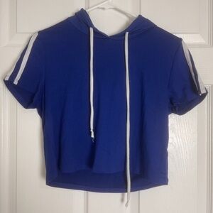 Charlotte Russe Blue Hooded Crop Top Women Size S‎